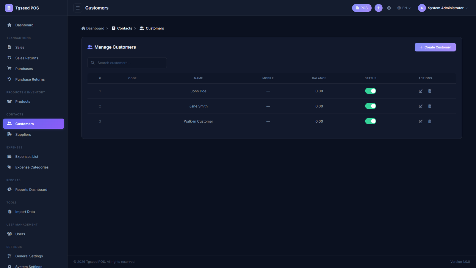 Customers — directory, balances & payments